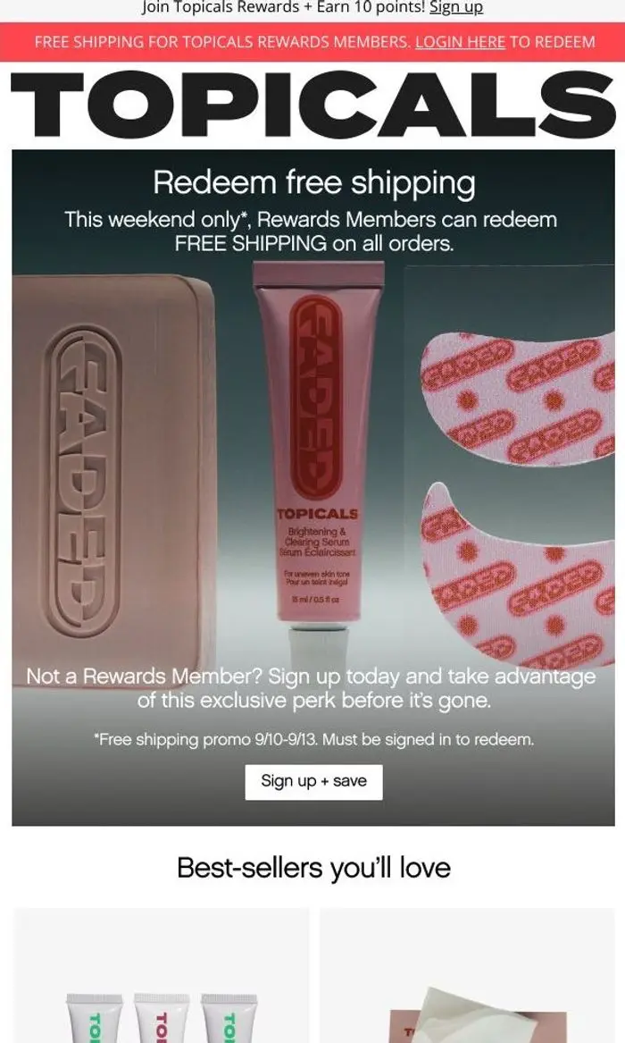 Topicals: Free Shipping Starts Now 💸