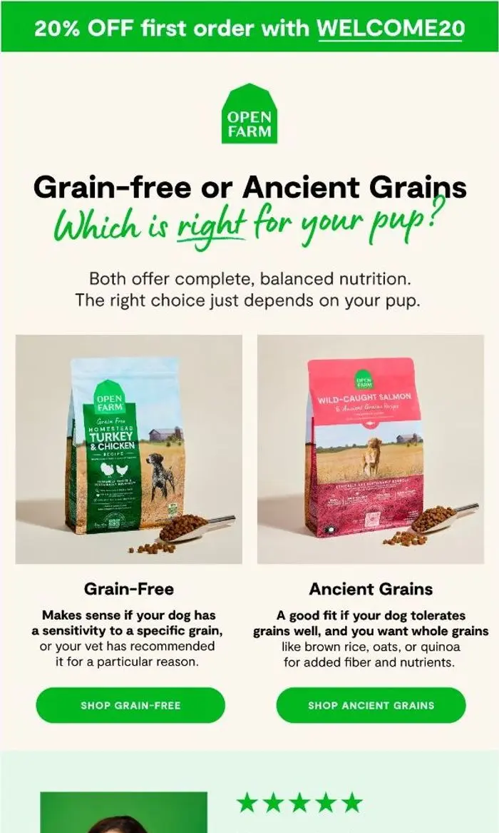 Open Farm: Grain-free or grains: How do you know what's right?