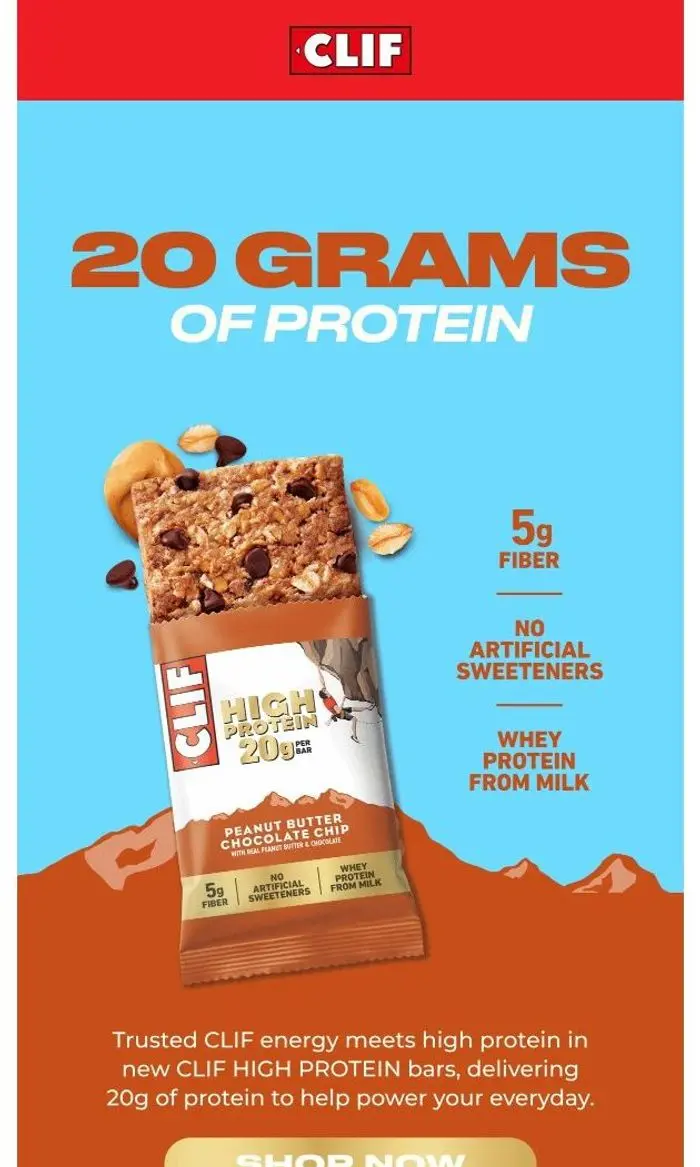 Clif Bar: Try NEW CLIF High Protein Bars with 20g of Protein Per Bar