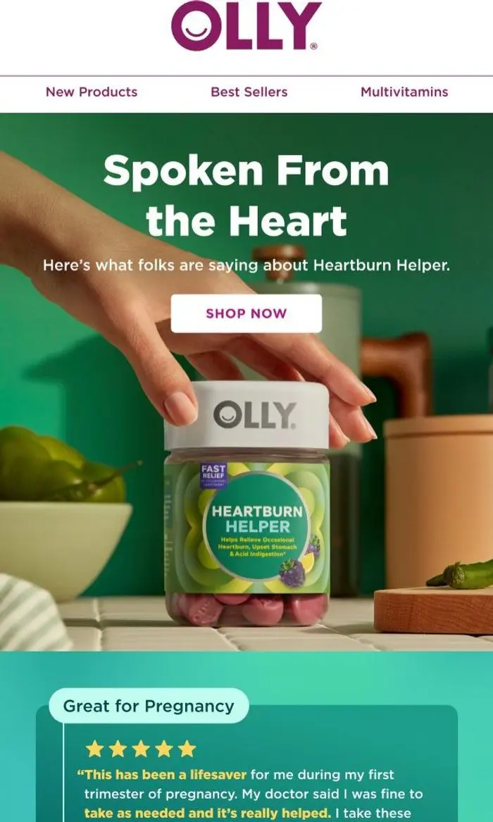 OLLY PBC: Our Heartburn Helper reviews are hot.