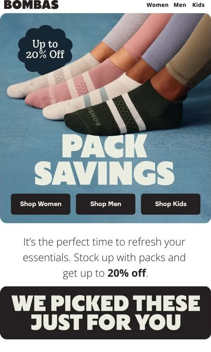 Bombas: Save Up to 20% With Packs