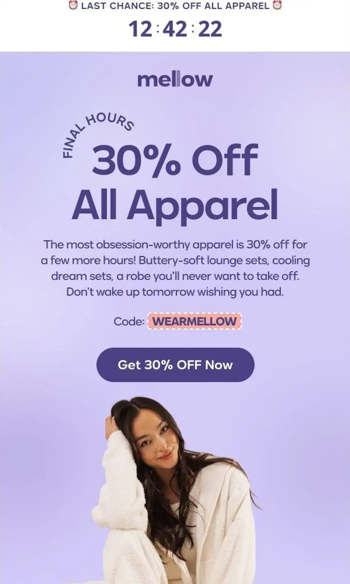 Mellow Sleep: ⏰ FINAL HOURS: 30% Off Apparel Ends at Midnight