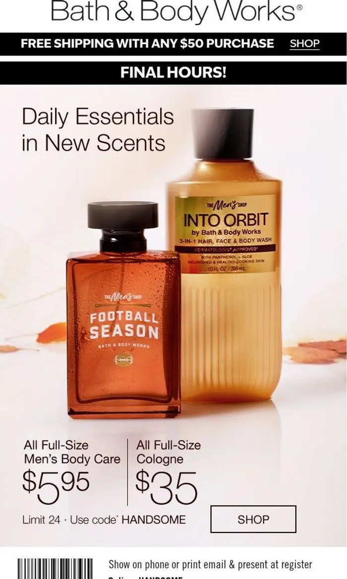 Bath & Body Works: 🙋‍♂️ heads up guys, final hours for $5.95 picks.