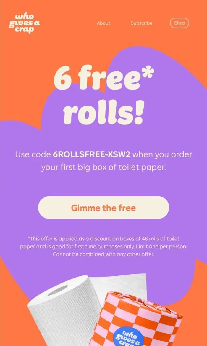 Who Gives A Crap: Free toilet paper 🧻