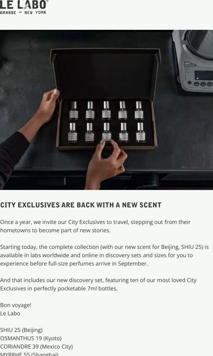 Le Labo Fragrances: City Exclusives Have Landed