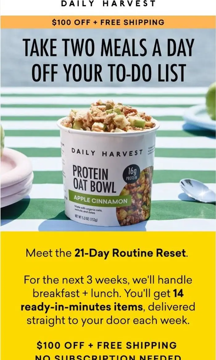 Daily Harvest: Get $100 off a 21-day fall reset