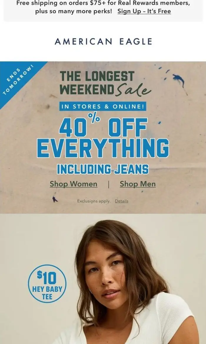 American Eagle: SOS: 40% off is on the way out! 