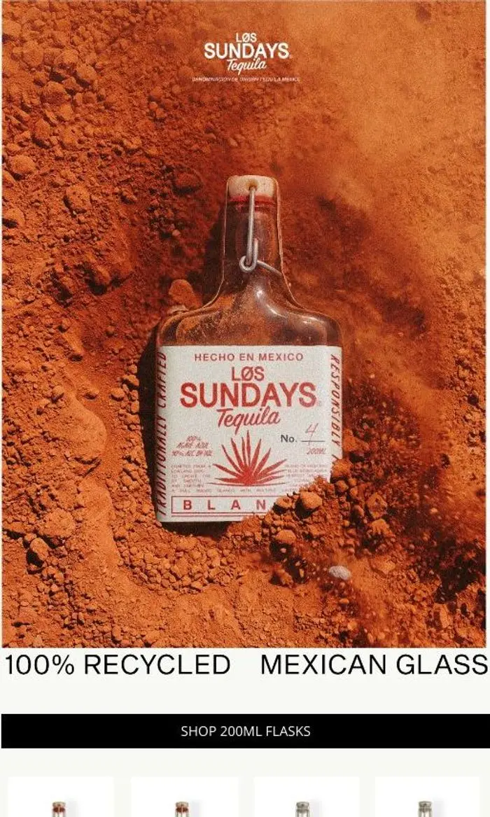 Los Sundays Tequila: 200ml Løs Sundays Flasks Now Available!