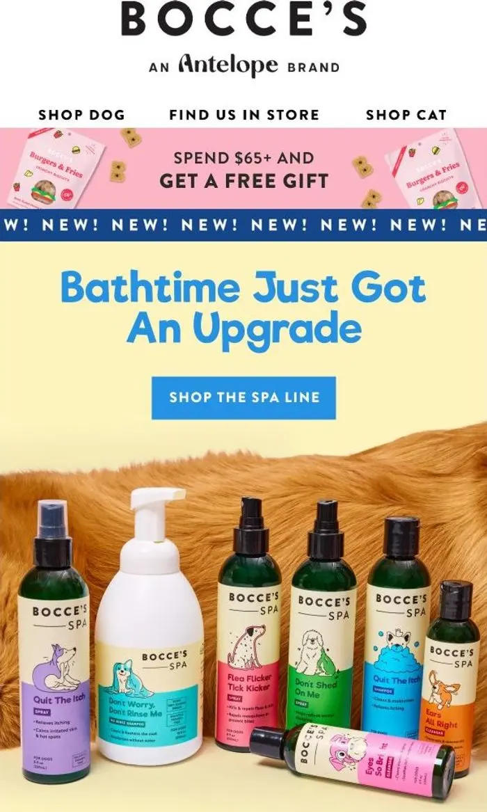 Bocce's Bakery: Bocce’s Spa is HERE: Our NEW Grooming Line 🛁 🐶