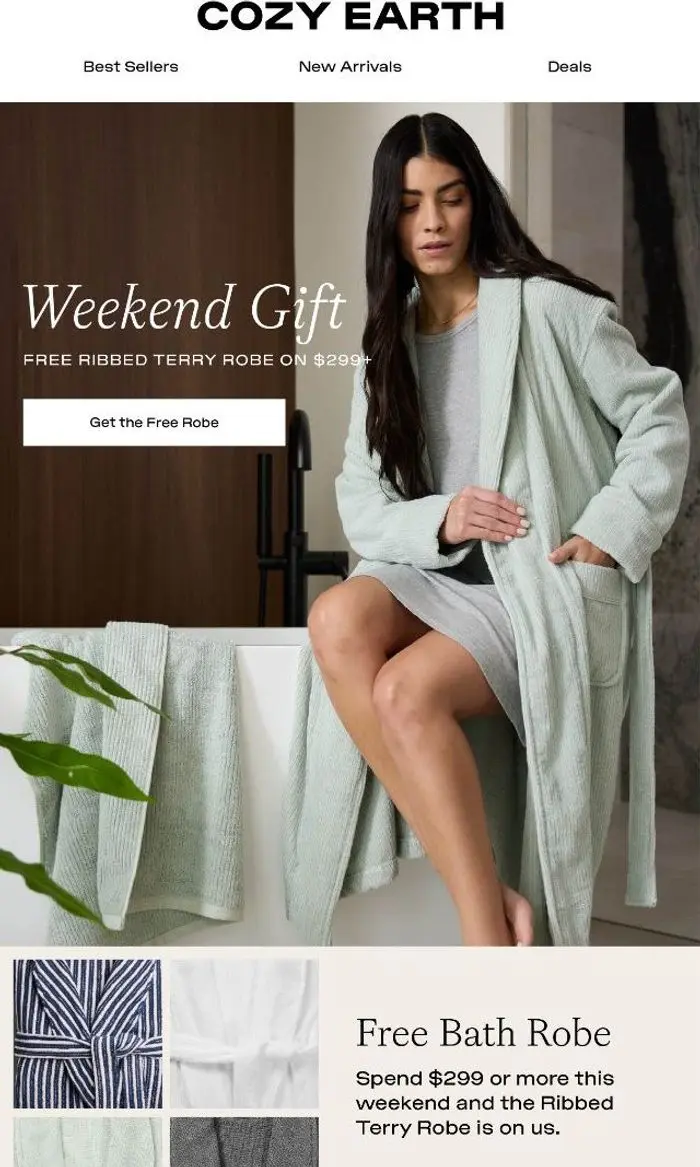 Cozy Earth: THIS WEEKEND | Free Robe on $299+ 🤍