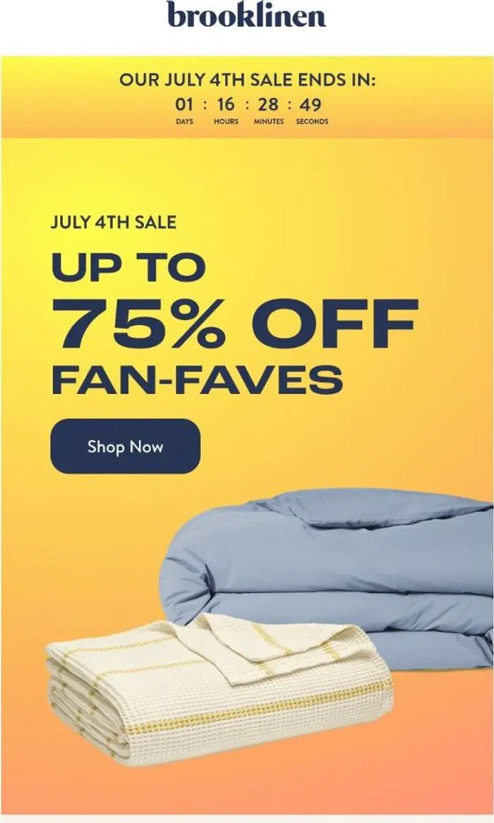 Brooklinen: Sale on Sale Alert: Up to 75% Off