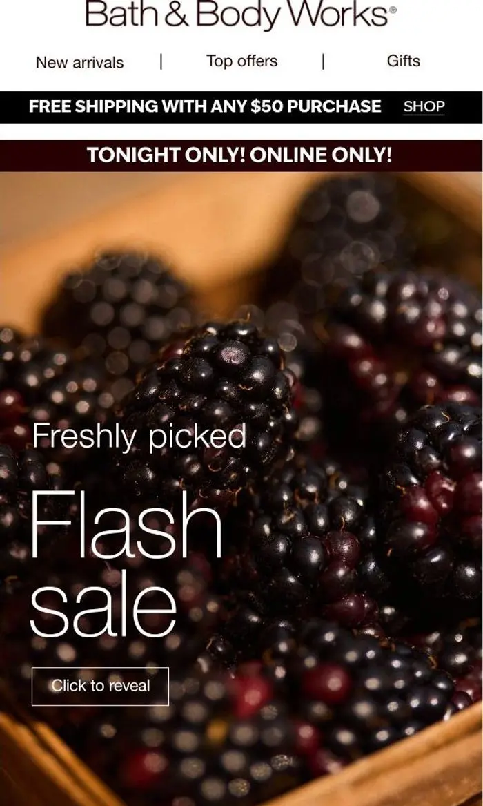 Bath & Body Works: ⚡️ FLASH sale - tonight only. 🌃