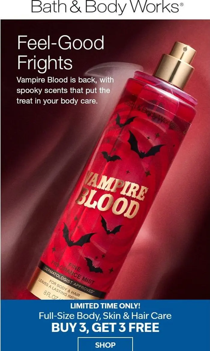 Bath & Body Works: scary-good body care you'll scream for. 😱