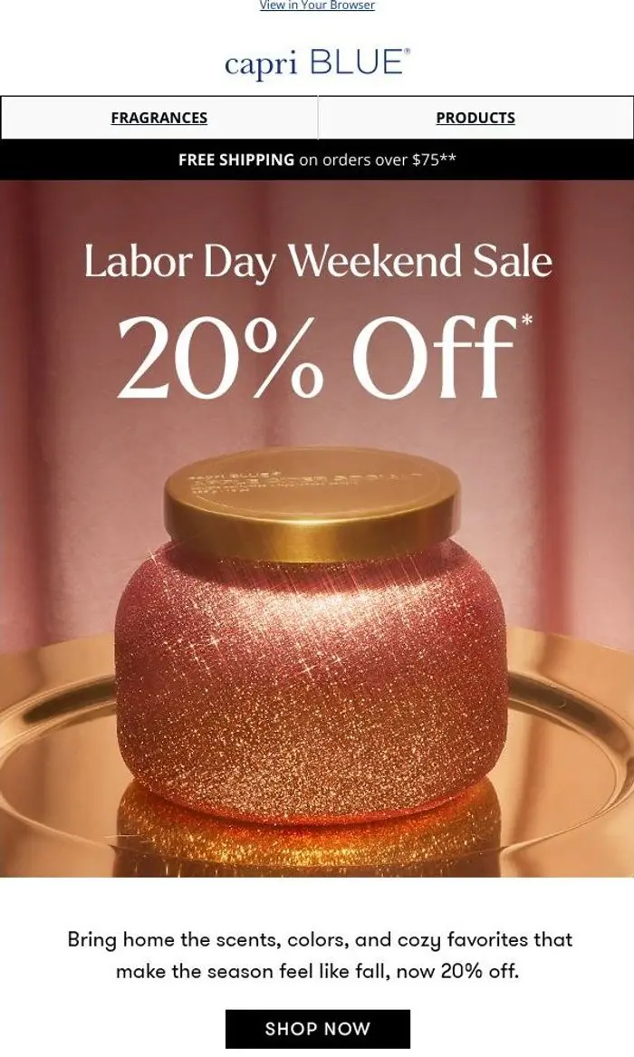 Capri Blue: 20% Off Fall Favorites