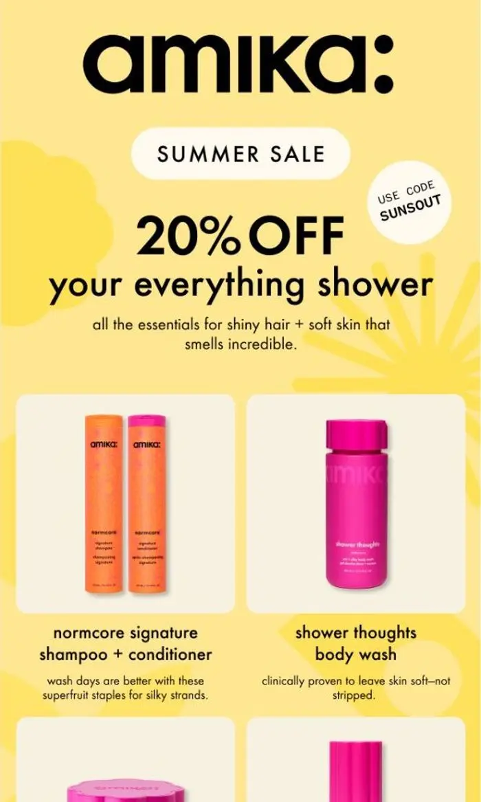 amika: 20% off your everything shower! 