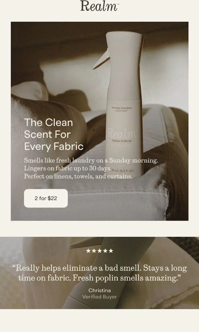 Realm: 30 days of fresh. On every fabric.