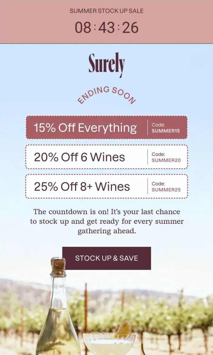 Surely: LAST CALL: Up to 25% off ends tonight