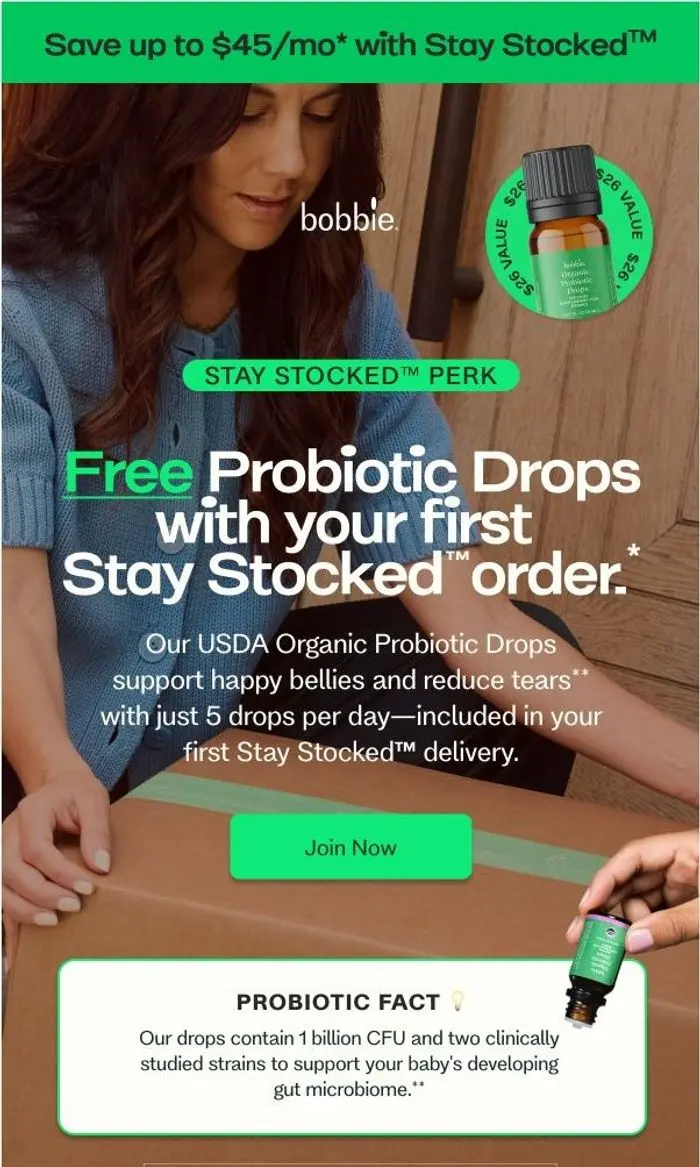 Bobbie: This is free in your first Stay Stocked™ order 👀