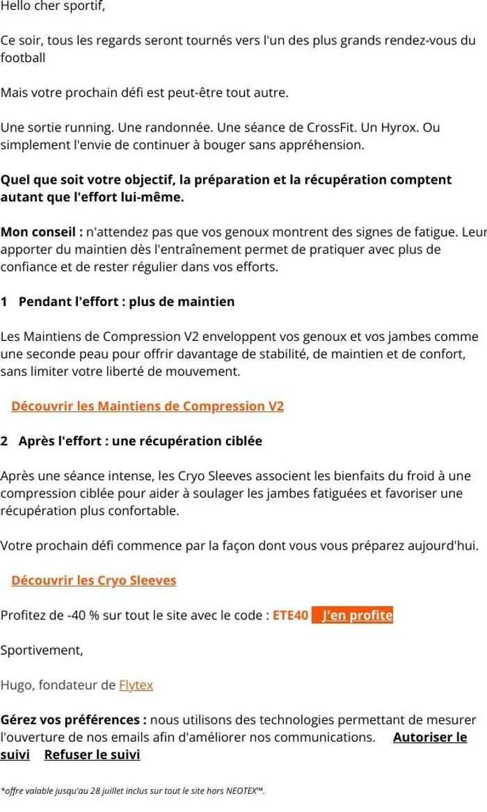 Flytex: Préparez vos genoux pour votre prochain défi