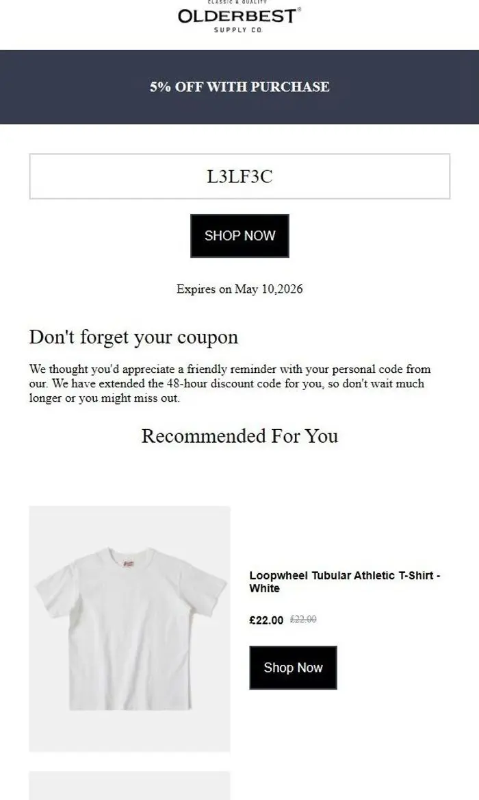 Olderbest: Expiring soon: Don't forget to use your coupon