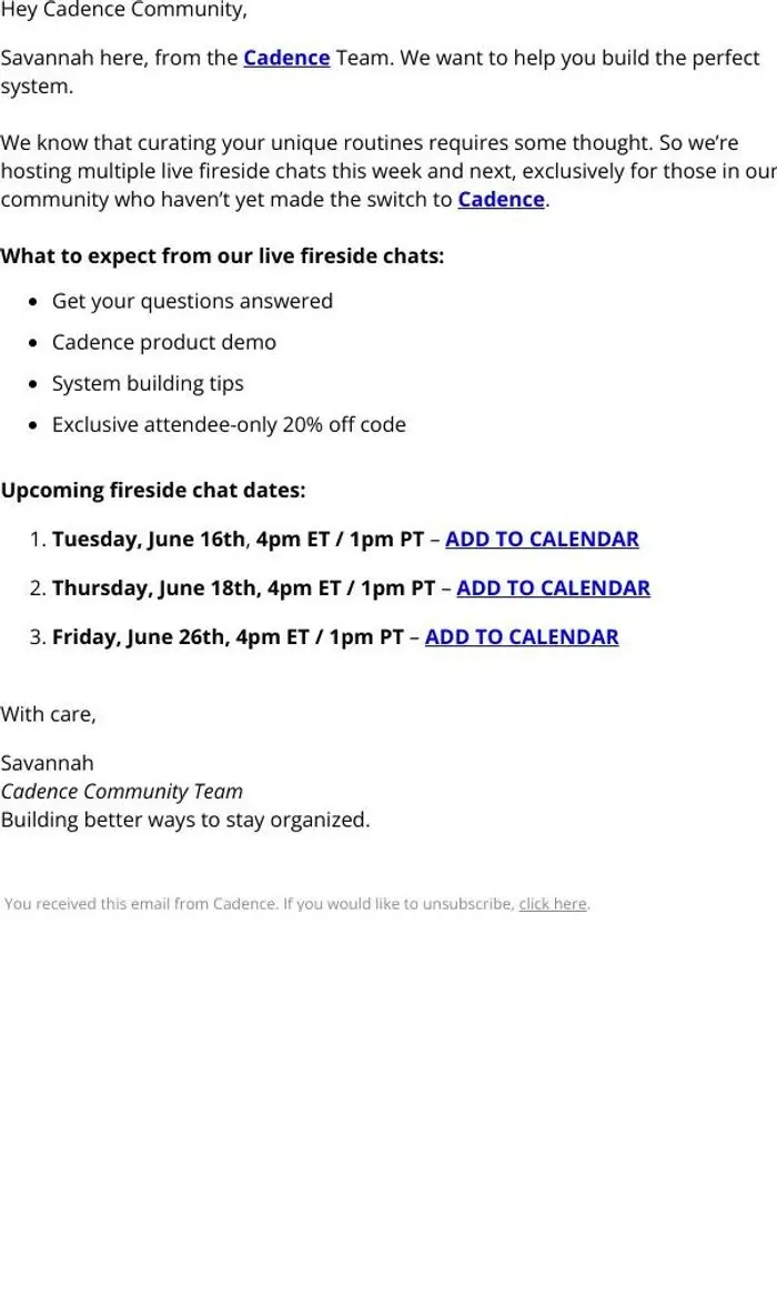 Cadence: Let's design your Cadence system together + 20% off your first order