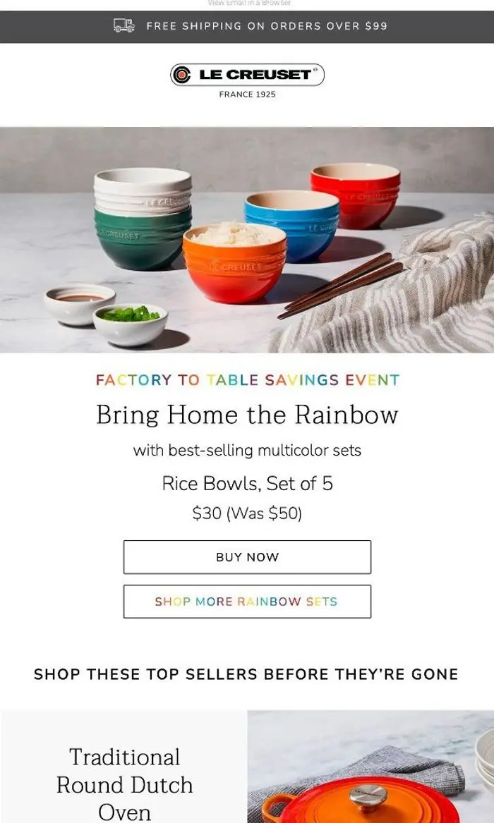 Le Creuset: The Rainbow Collection: Starting at $30