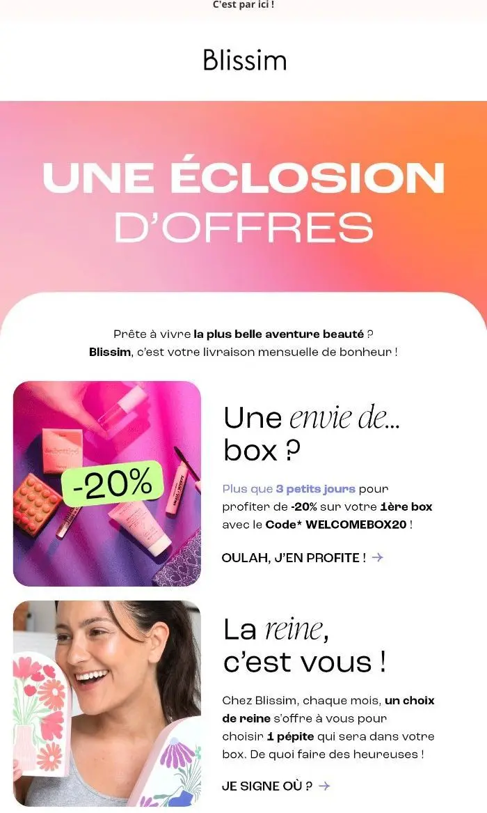 Blissim: Profitez vite de votre offre personnalisée !
