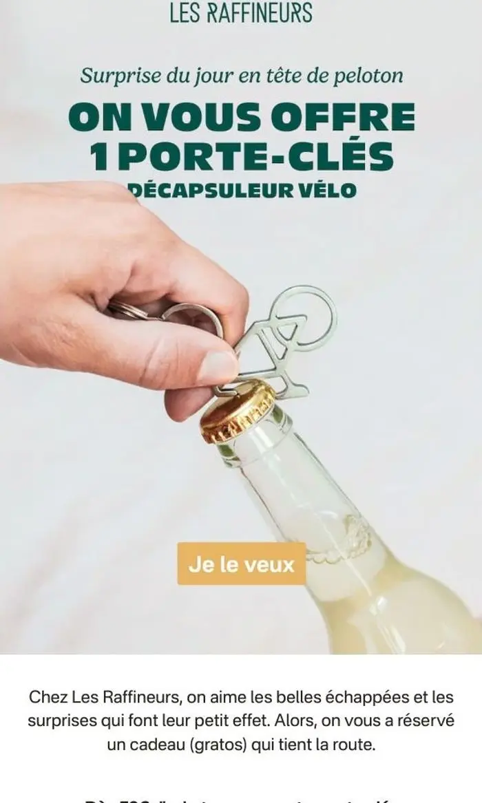 Les Raffineurs: 1 porte-clés décapsuleur vélo offert 🎁