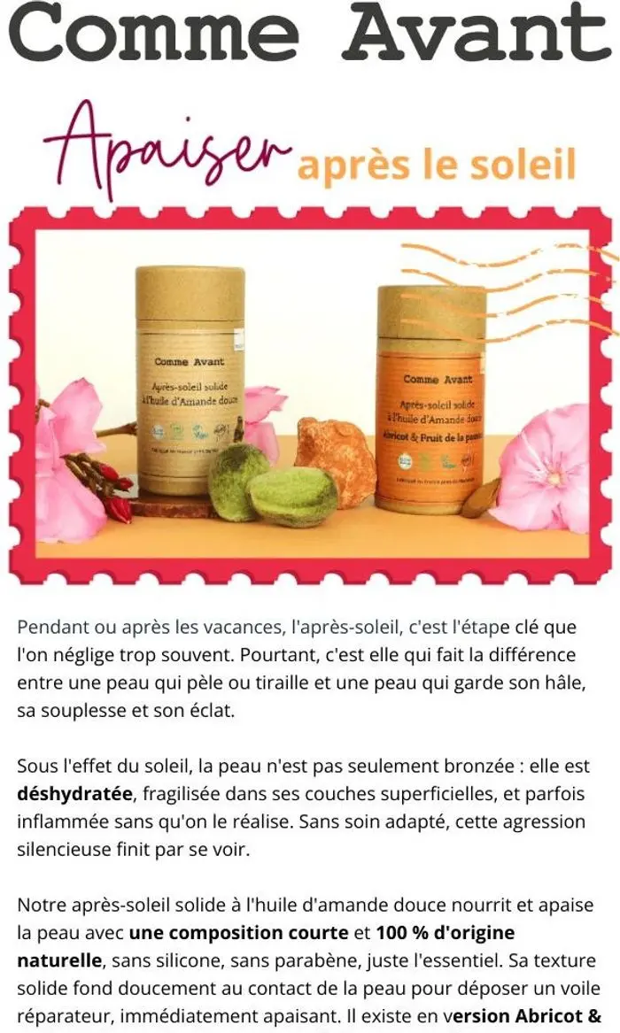 Comme Avant: Prendre soin de sa peau cet été🌞