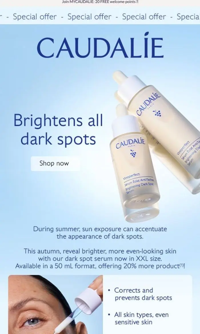 Caudalie: Brightens all dark spots, in XXL size