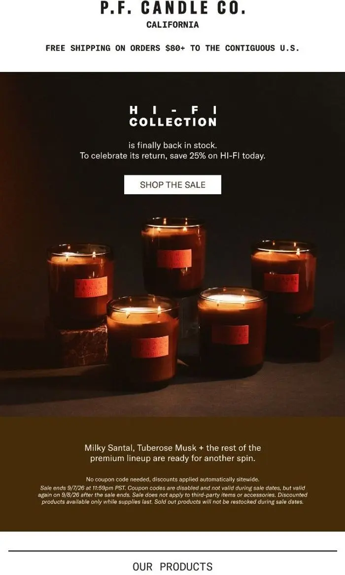P.F. Candle Co: Back in stock AND 25% off