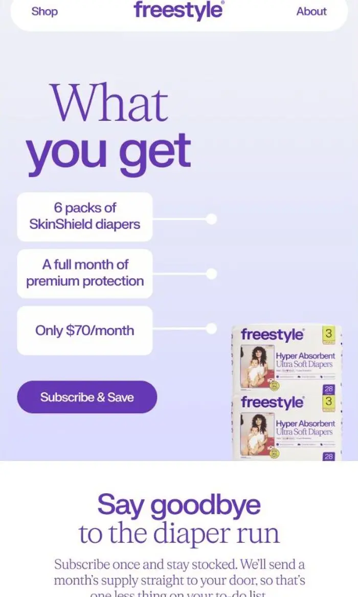 Freestyle: A full month of premium diapers