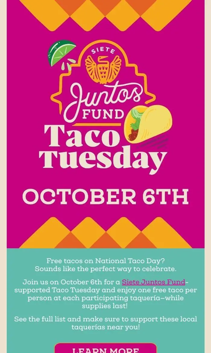 Siete Foods: Free Tacos? Join us on Taco Tuesday! 🌮