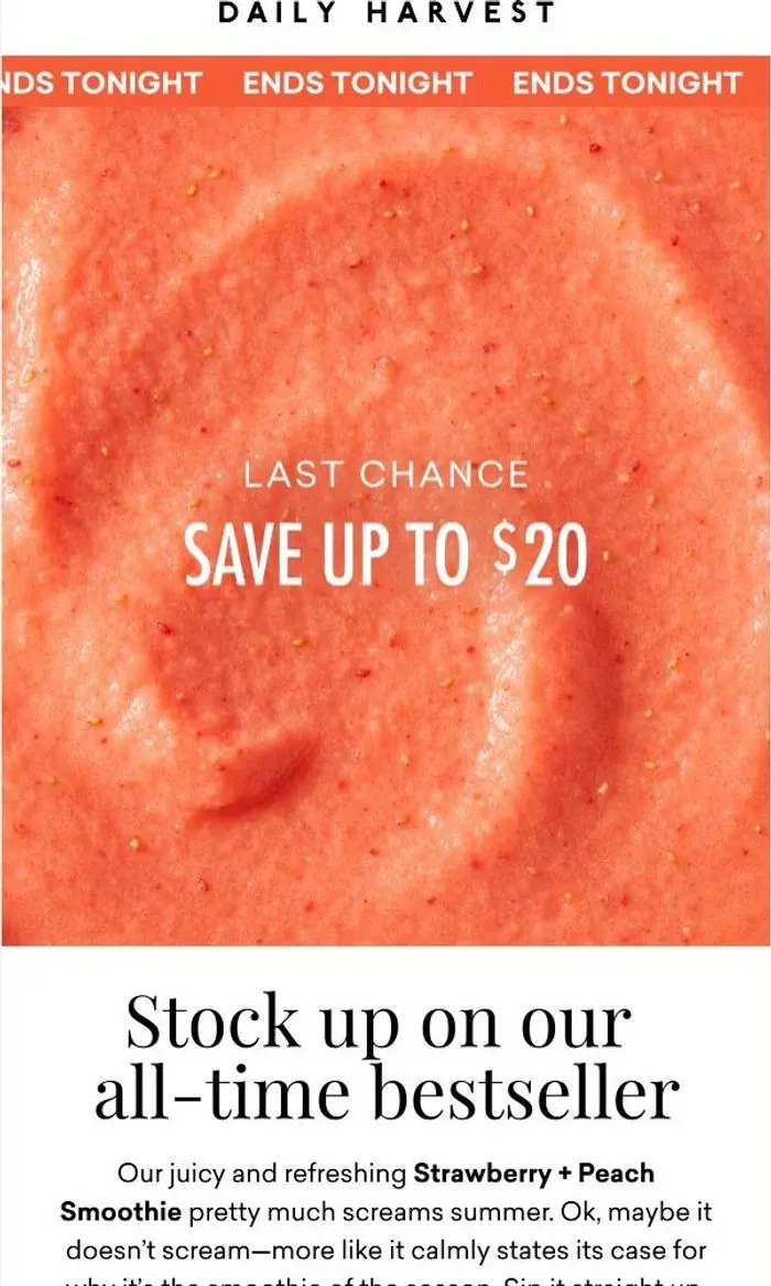 Daily Harvest: PSA: This offer ends TONIGHT