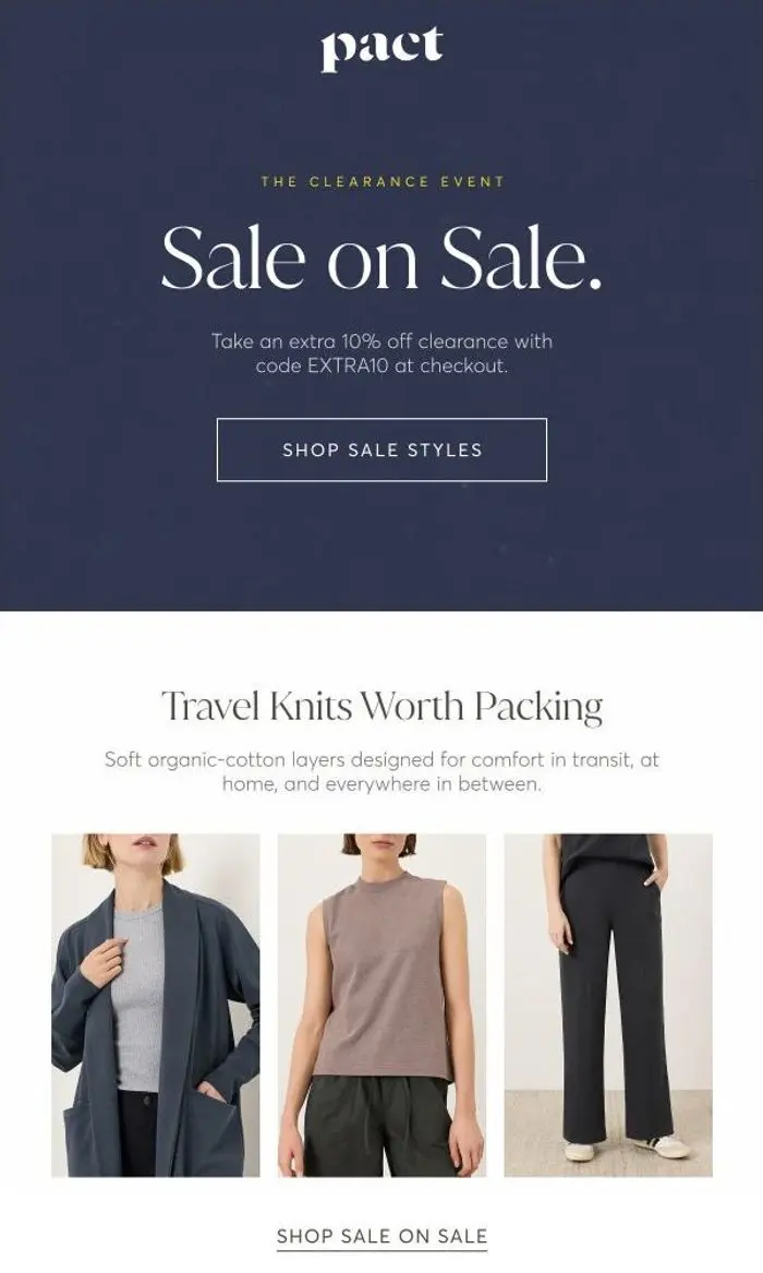 p a c t ®: Extra 10% Off Clearance Ends Soon