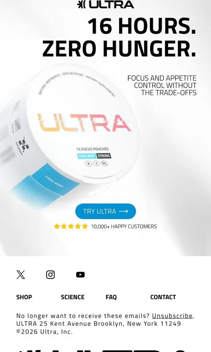 ULTRA: 16 Hours. Zero Hunger.