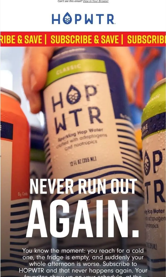 HOPWTR: Your fridge called. It's empty.