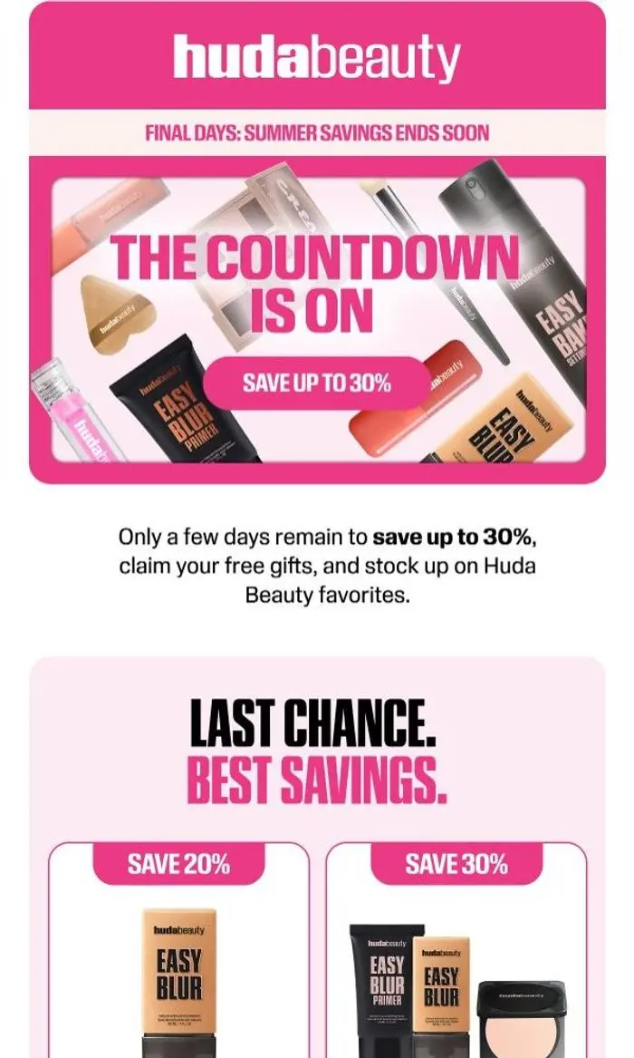 Huda Beauty: Last Chance: Save Up to 30% ⏰