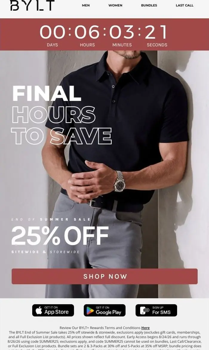 BYLT: 🚨 Final Chance! 25% OFF Ends Tonight