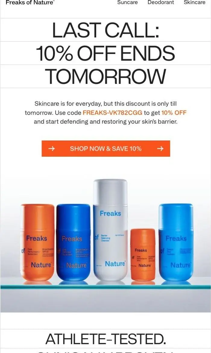 Freaks of Nature: Your 10% off expires in 24 hours