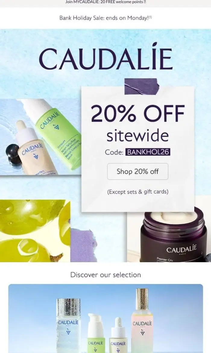 Caudalie: 20% Off Sitewide 🔔 Ending Soon