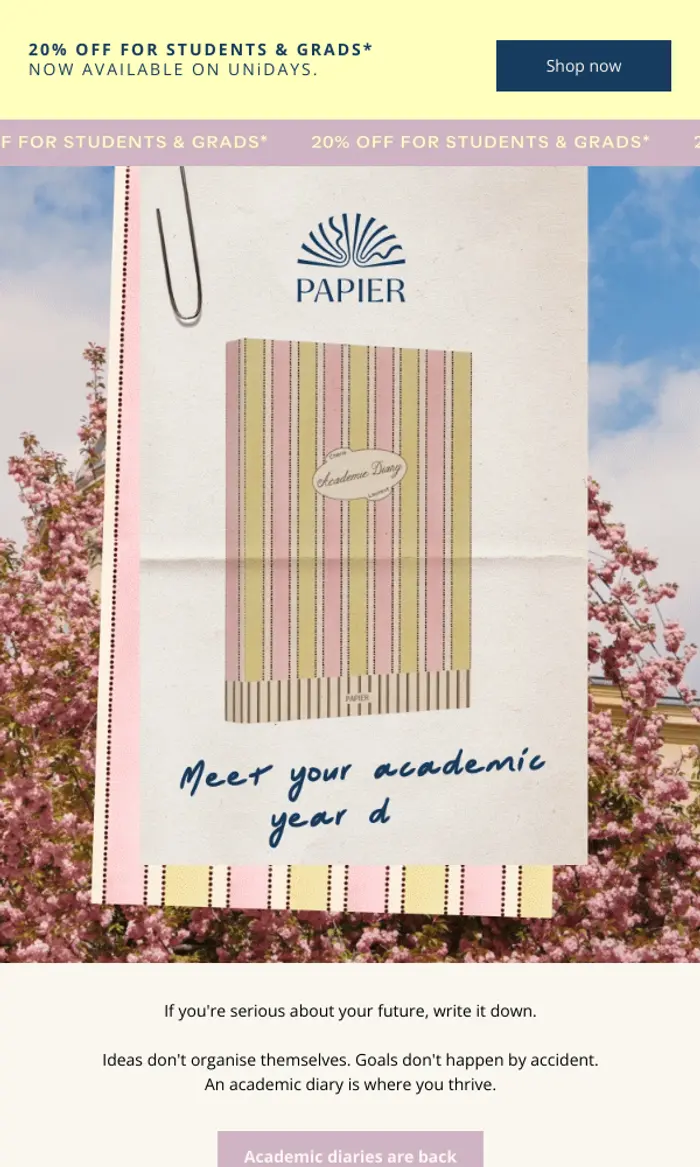 Papier: Academic year diaries are back