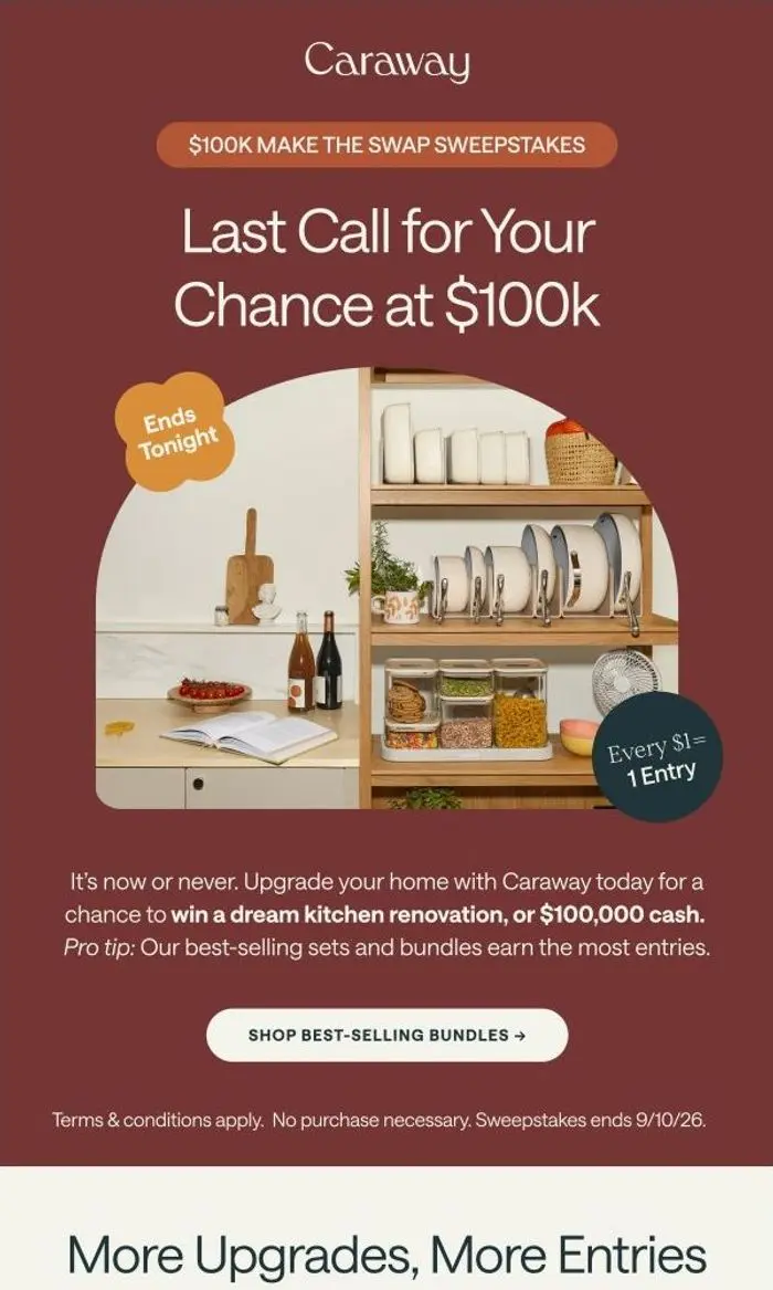 Caraway: 🚨 FINAL DAY: $100k Sweepstakes