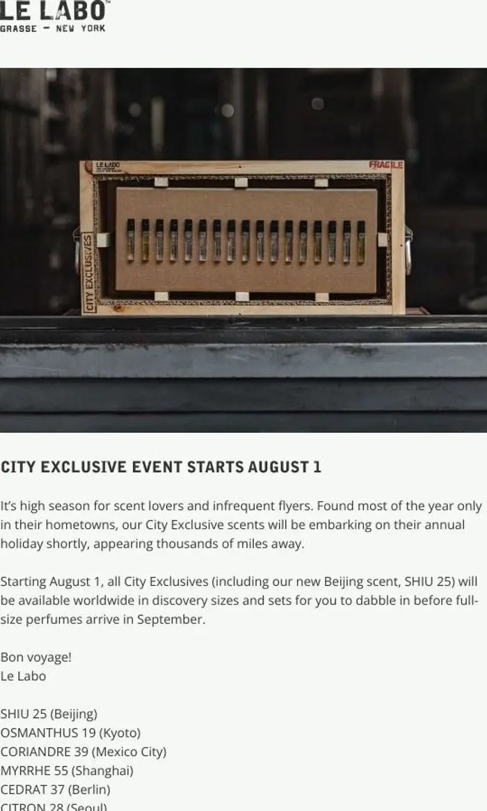 Le Labo Fragrances: City Exclusives Are Back (Soon)